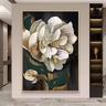 Handmade Graceful White Camellias On Dark Rustic Canvas Elegant Floral Wall Art For Home Decoration No Frame