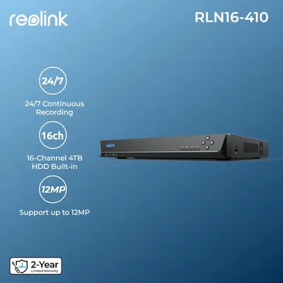 Reolink 16CH Surveillance System 4K 12MP PoE NVR Network Video Recorder 4TB HDD Human/Car Detection