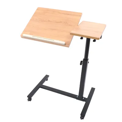 Portable Adjustable Laptop Desk - Rolling Overbed Table with Tray, Ideal for Home Office &