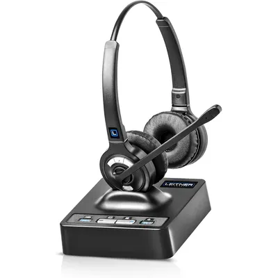 2-in-1 Wireless Office Headset with Mic – Computer and Telephone Headset – Phone Headsets for Office