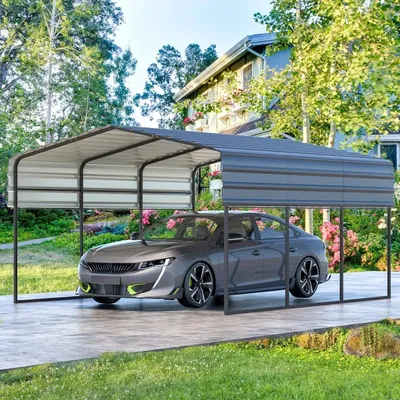 12'x20' Heavy Duty Carport, Multi-Purpose Car Shade Shelter with Galvanized Steel Roof,Upgraded