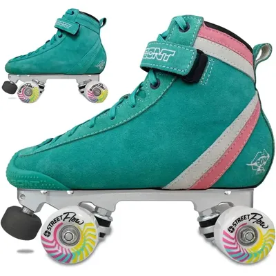 Parkstar Soft Teal Suede Roller Skates for Park Ramps Bowls Street - Rollerskates for Outdoor and