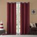 2 Pieces Faux Silk Blackout Room Darkening Window Curtain Solid Pattern with Silver Grommets Energy Efficient Noa Size 63 84 95 and 108 Long (Burgundy Red 95 Long)