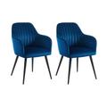 Sedia con braccioli Velluto e Metallo Nero Blu - Lotto di 2 - ELEANA