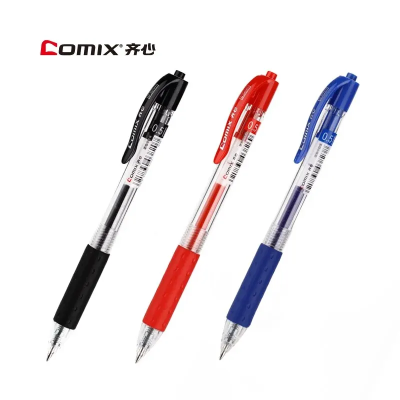 12 teile/schachtel Comix Push Gel Tinte Stifte Schwarz Kugel Spitze Versenkbare Schreiben Stift 0,5mm Minen Glattes Schreiben Schule Büro liefert Image