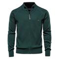 Per uomo Cardigan A Coste Treccia Maglia Cerniera Jacquard Tinta unica Collo ripiegato Maglieria Neutro All'aperto Casual Abbigliamento Corte Inverno Primavera Autunno Nero Blu marino S M L
