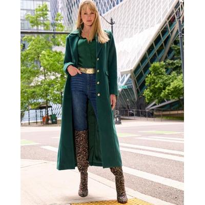 Boston Proper - Deep Emerald Green - Full Length Classic Tailored Coat - 10