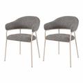 Ensemble de 2 chaises de salle à manger grises et blanc en tissu