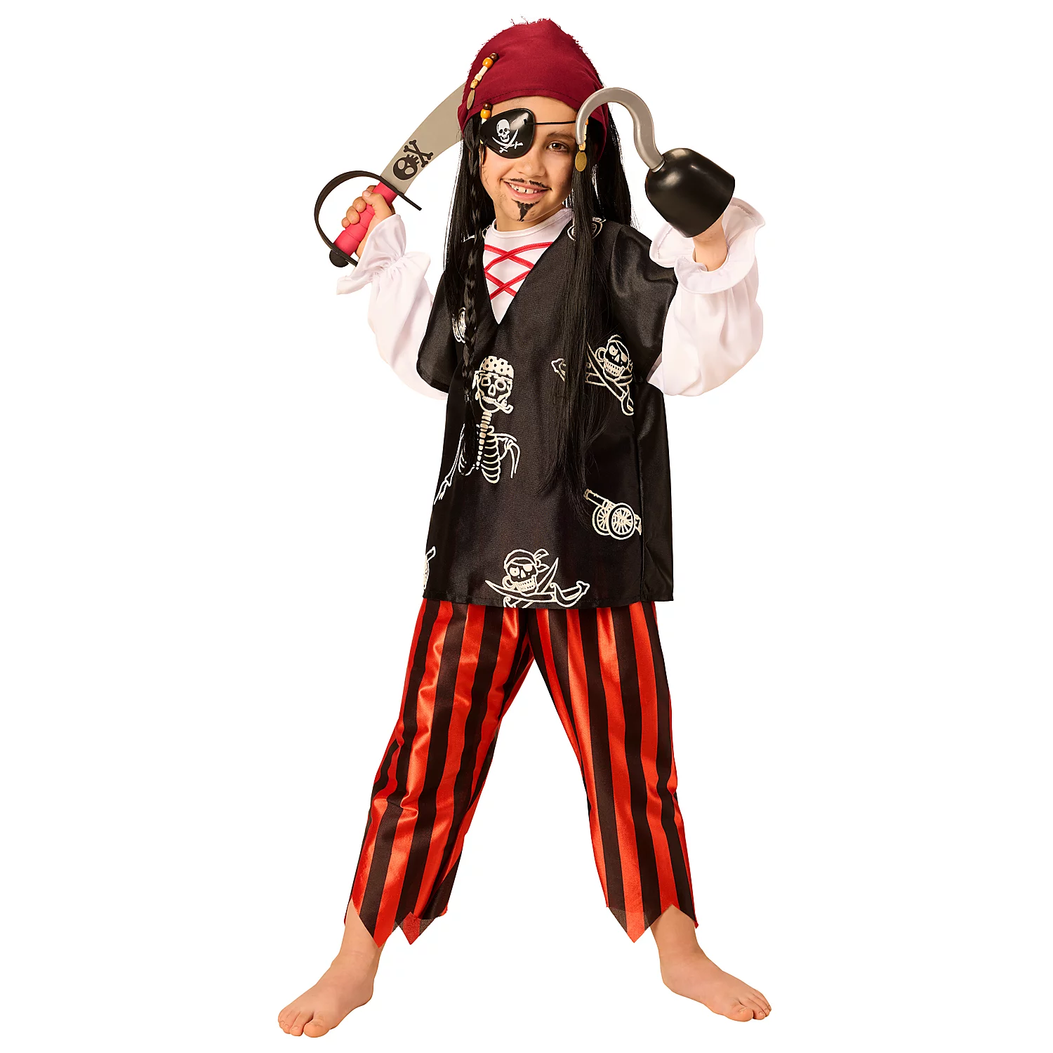 Kinder-Kostüm Pirat Eddie, schwarz/weiß/rot Image