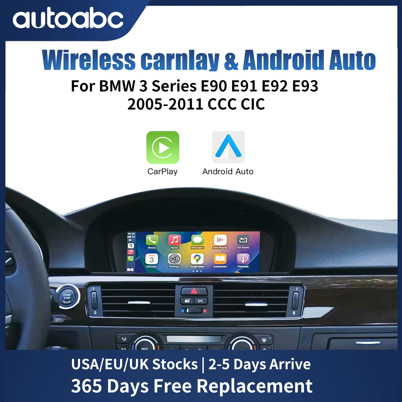Wireless 8.9inch Linux CarPlay Android Car Multimedia Screen for BMW 3 5 Series CIC CCC, E60/E63/E64/E90/E91/E92/E93 2005-2011