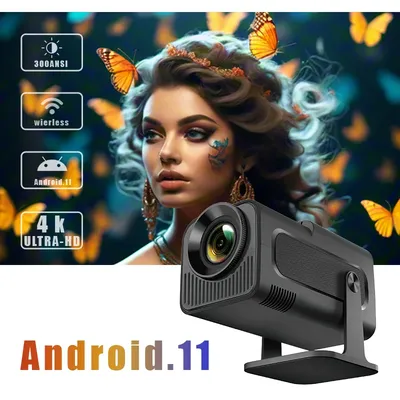 HY320mini, 300ANSl lumen Android version 11, WiFi6 high-definition native 1080P supportfor 4K