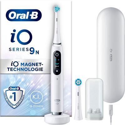 Elektrische Zahnbürste ORAL-B "iO 9" Elektrozahnbürsten weiß (white alabaster) mit Magnet-Technologie, 7 Putzmodi, Farbdisplay & Lade-Reiseetui