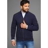 Strickjacke DELMAO "Bis Größe 3XL", Herren, Gr. L (52/54), blau (dunkelblau), Strick, Obermaterial: 60% Baumwolle, 40% Polyacryl, Waffelmuster, casual, regular fit hüftbedeckend, Langarm Rippstrickbündchen, Strickjacken, mit Wabenstruktur - NEUE...