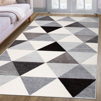 Teppich MY HOME "Berlad Geo" Gr. 7, grau, B:240cm H:9mm L:320cm, Kunstfaser, Teppiche, mit besonders weichem Flor, Kurzflor, modernes geometrisches Design Image
