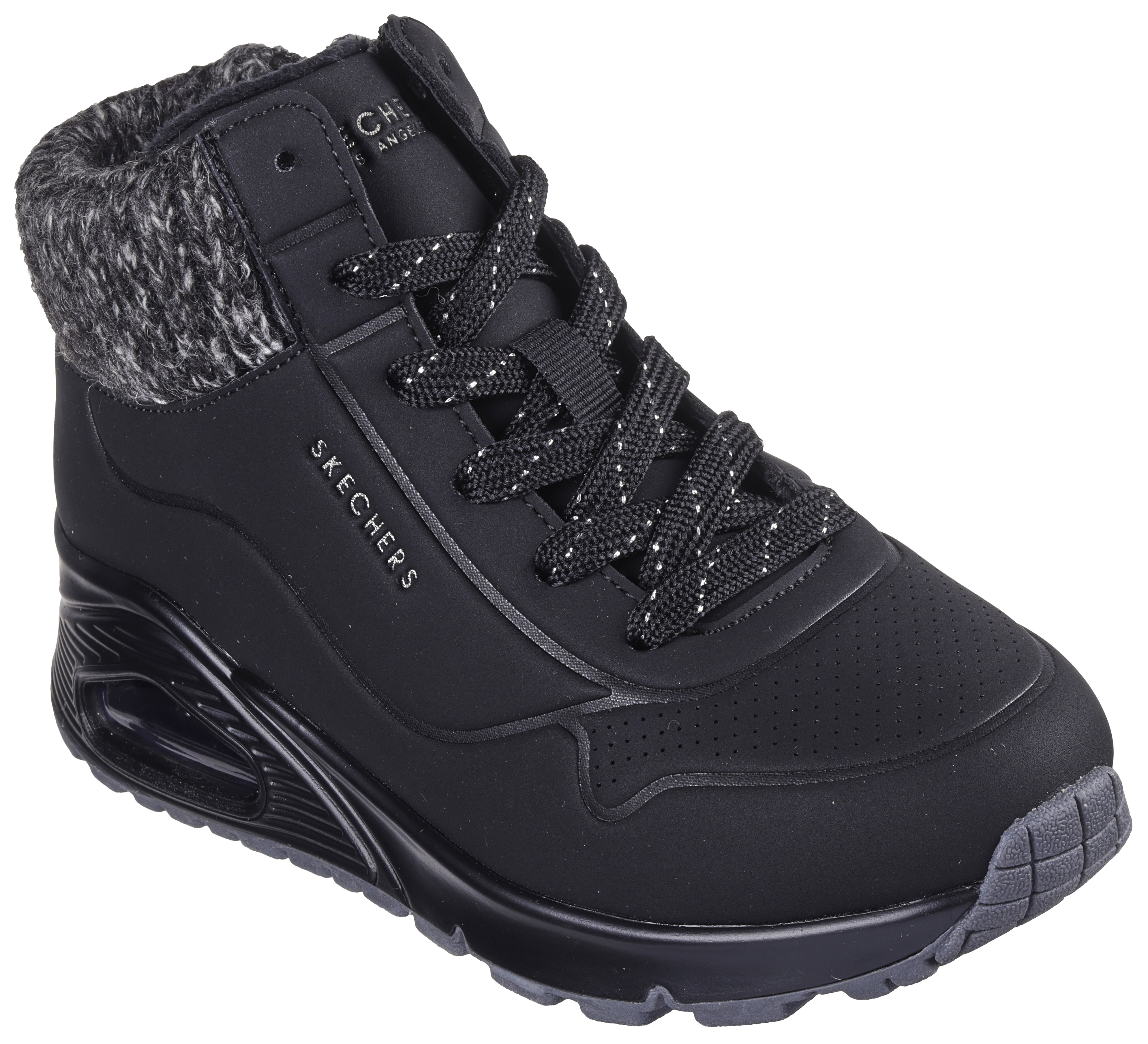 Sneaker SKECHERS "Uno Gen1 - Darling Daze", Kinder, Gr. 36, schwarz, Lederimitat, Textil, Sportlich, Schuhe, Schnürboots, Winterstiefel, High Top Sneaker mit Warmfutter Image