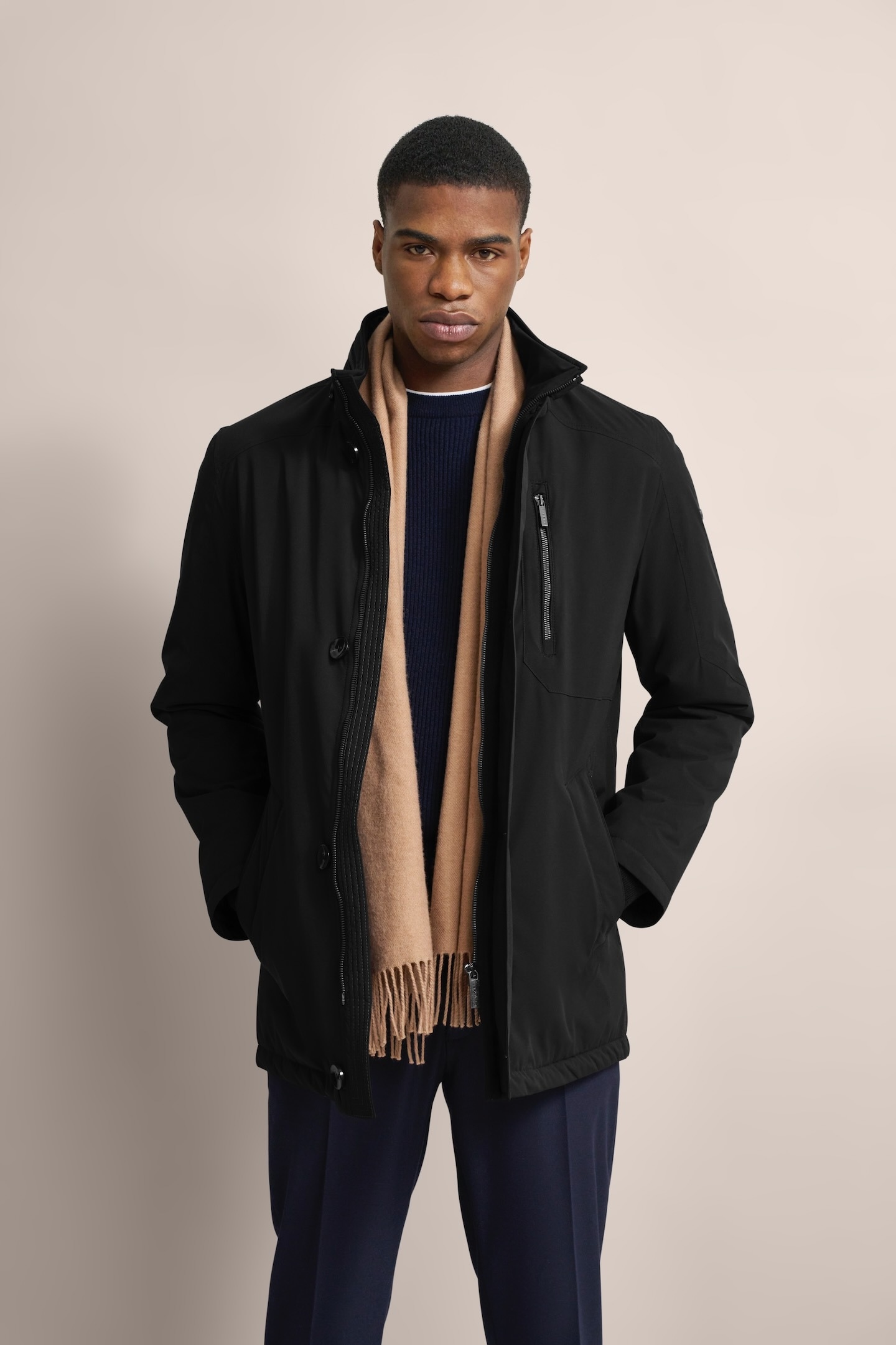 Kurzjacke BUGATTI "wasserabweisend", Herren, Gr. 50, schwarz, 100% Polyester, unifarben, regular fit, normaler Saum, Jacken Kurzjacke, für das ganze Jahr