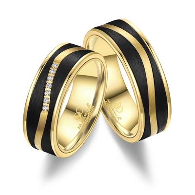 Verlobungsring MARRYA "Carbon Ringe Trauringe Eheringe Partnerringe" Gr. 60, schwarz (damen ring, schwarz, gold), Finger