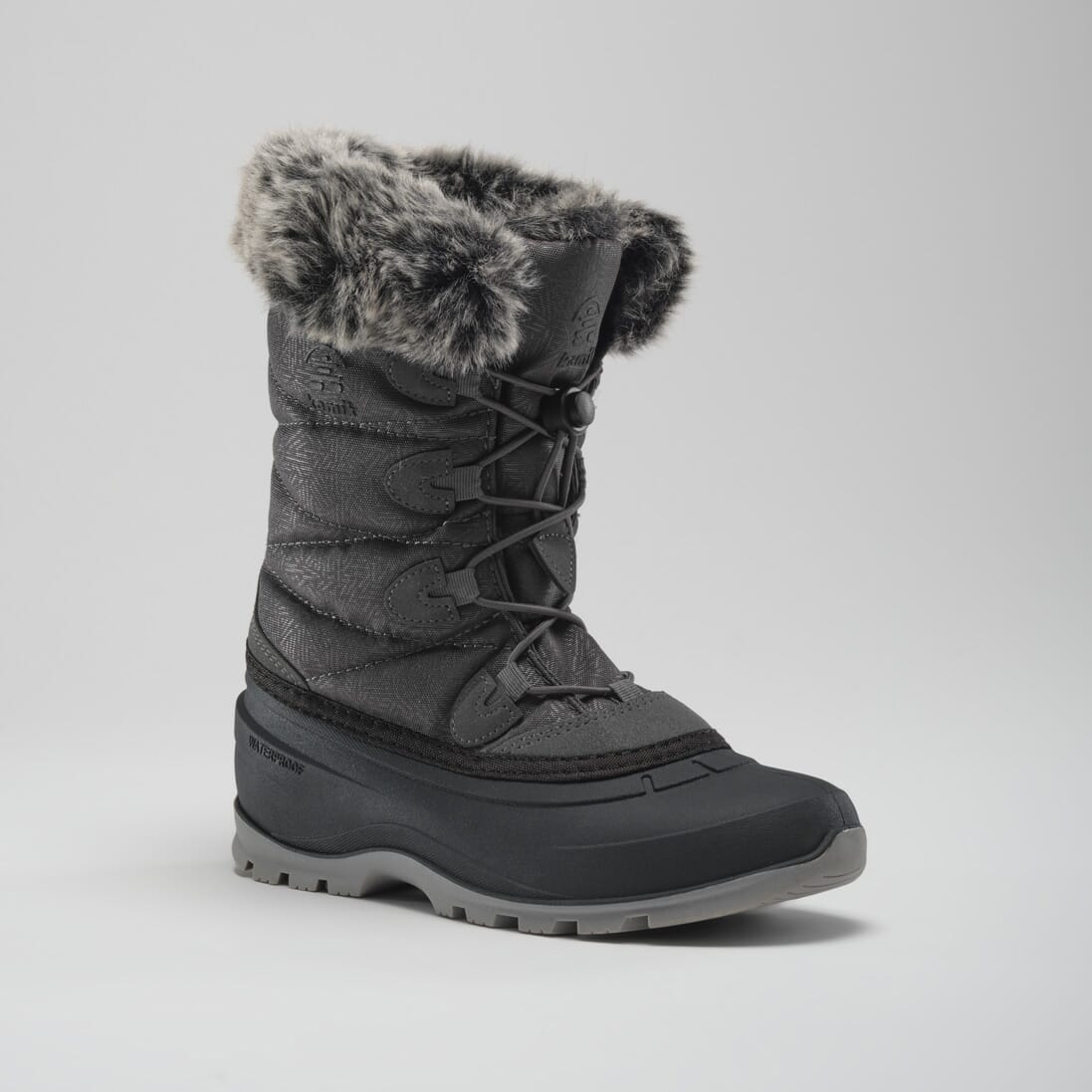 Snowboots KAMIK "MOMENTUM3", Damen, Gr. 40, grau (charcoal, charbon), Synthetik, Textil, Sportlich, Schuhe, Winterboots, Winterstiefel, Winterschuhe, wasserdicht und gefüttert