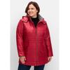Steppjacke SHEEGO "Große Größen", Damen, Gr. 46, rot (kirschrot), Obermaterial: 100% Polyester;Futter: 100% Polyester;Wattierung: 100% Polyester, unifarben, casual, figurbetont lang, Langarm, Jacken, mit Kapuze und Flanell-Details