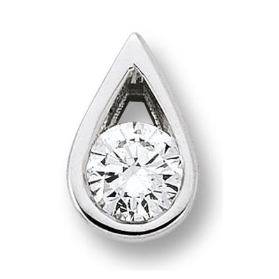 Ketten-Anhänger VIVANCE "0.15 ct Diamant Brillant Tropfen Anhänger aus 585 Weißgold", silber, Schmuckanhänger, Damen, 0.