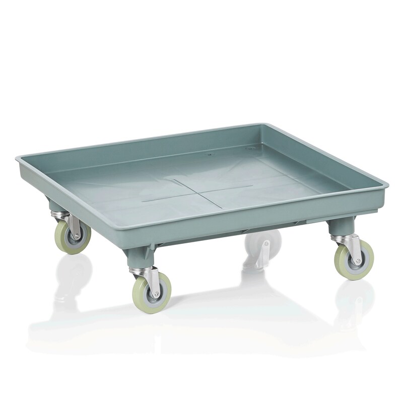 3x Transportwagen 53 x 53 cm, 4 schwenkbare Rollen, Edelstahl, Polypropylen Image