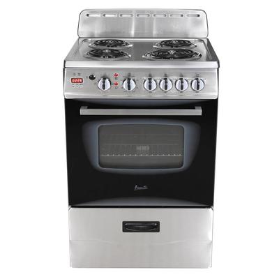 Avanti ERU240P3S 23 1/2" Electric Stove w/ 4 Burners - Stainless Steel, 220v, Silver