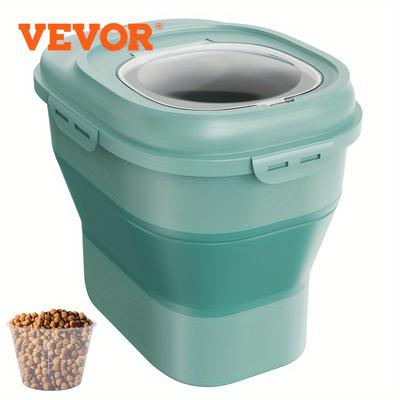 TEMU Vevor Collapsible Dog Food Storage Container, Dispenser Bin With Attachable Casters, Airtight Lid Kitchen Rice Cereal Flour Bin, Pet Food Containers