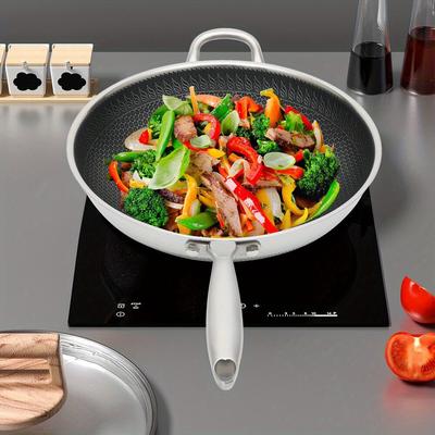 TEMU Double Sided Screen Honeycomb Wok Stainless Steel Kitchen Frying Pan Non-stick