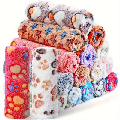 TEMU 18 Pcs Fleece Pet Blanket Soft Warm Sleep Mat Fluffy Cute Puppy Supplies Paw Bone Star Elephant Dot Heart Bed Blankets For Dog Cat Kitten Animals (30 X 20 Inch)