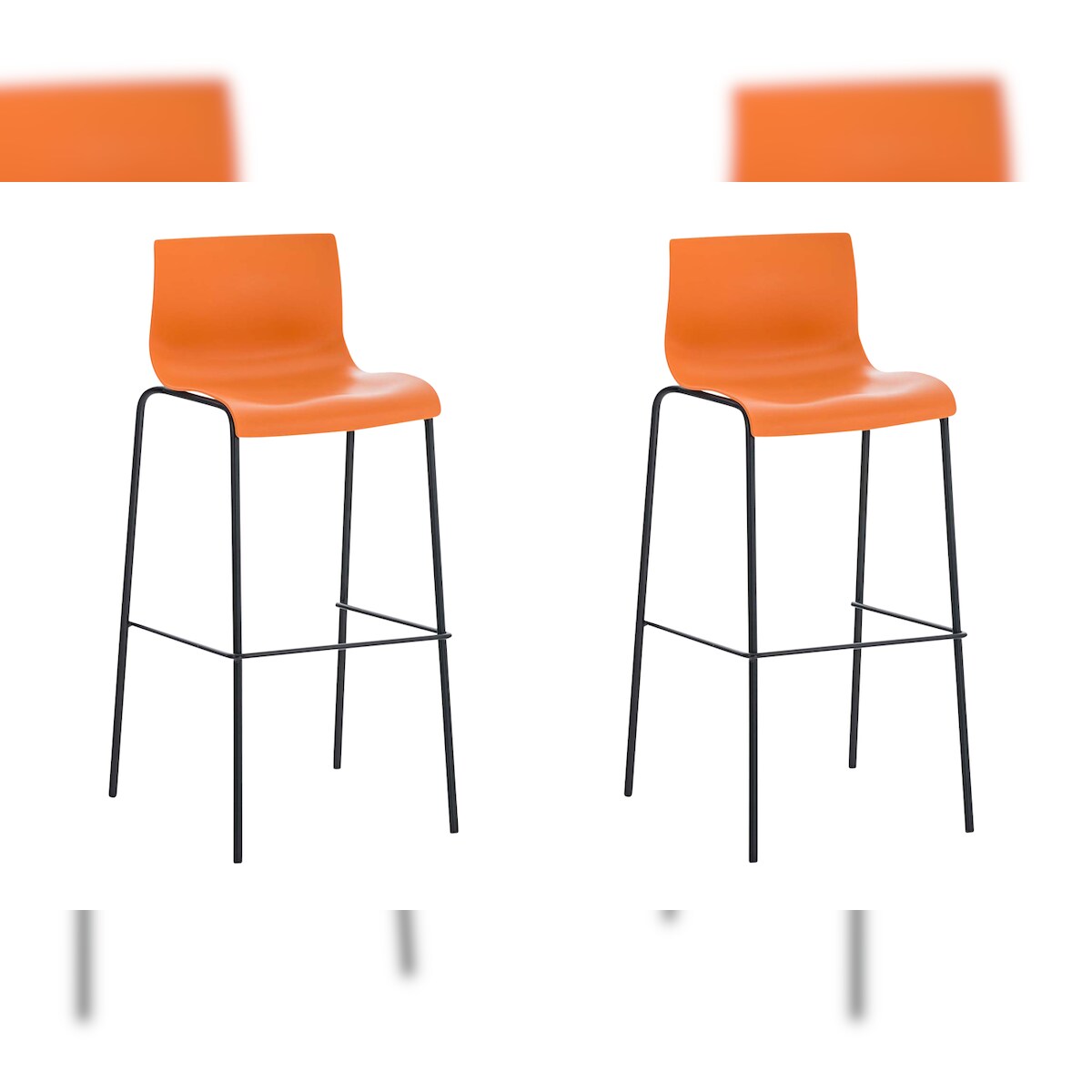 CLP 2er Set Barhocker HOVER Kunststoff 4-Fuß Gestell orange/schwarz Image