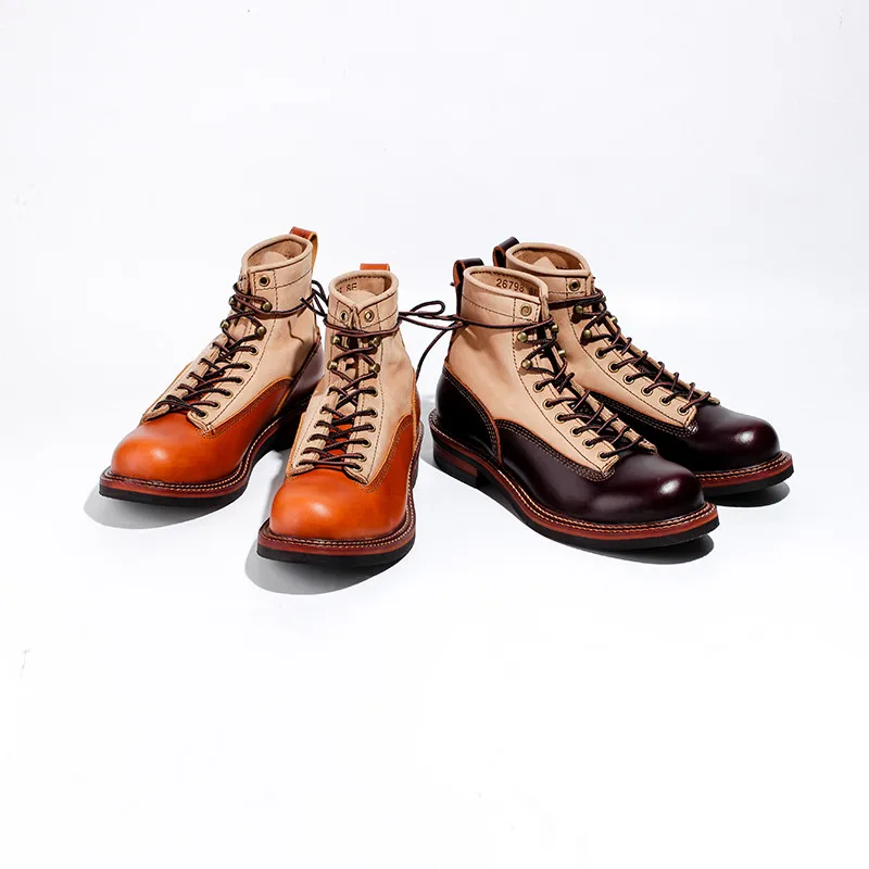 Männer Frühling Winter Casual Schuhe Runde Kappe Aus Echtem Leder Arbeit Stiefeletten Goodyear-Rahmengenäht Vintage Military Motorrad Stiefel Neue