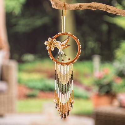 Glowing Nature,'Handcrafted Hummingbird-Themed Beaded Dreamcatcher'