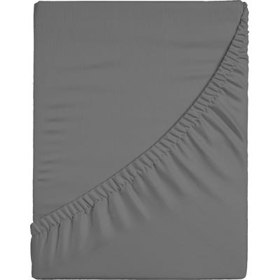 Spannbettlaken CASATEX "Jersey-Elasthan", grau (anthrazit), B:180-200cm L:200-220cm, Jersey, Obermaterial: 96% Baumwolle, 4% Elasthan, Laken, mit Elasthan Image