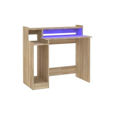 vidaXL Schreibtisch mit LEDs Sonoma-Eiche 97x45x90 cm Holzwerkstoff Image