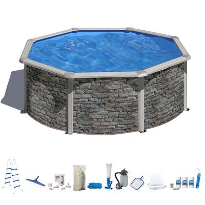 Rundpool MY POOL BWT, grau, H:132cm Ø:460cm, Schwimmbecken, in moderner Steinoptik, Höhe 132 cm, verschiedene Größen Image