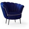 Fauteuil Orel en velours bleu Milano 49 bord beige Milano 31 H75xL75xP80