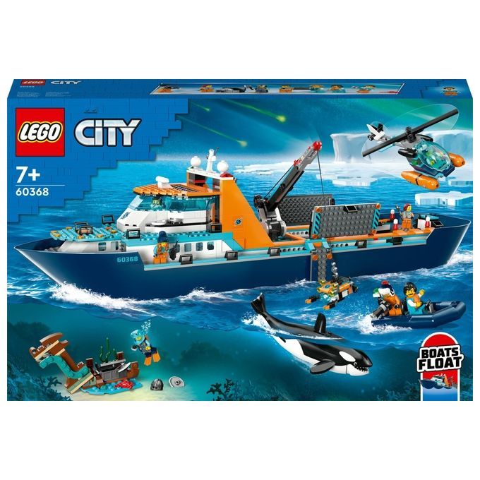 LEGO City 60368 Esploratore Artico, Grande Nave Giocattolo Galleggiant