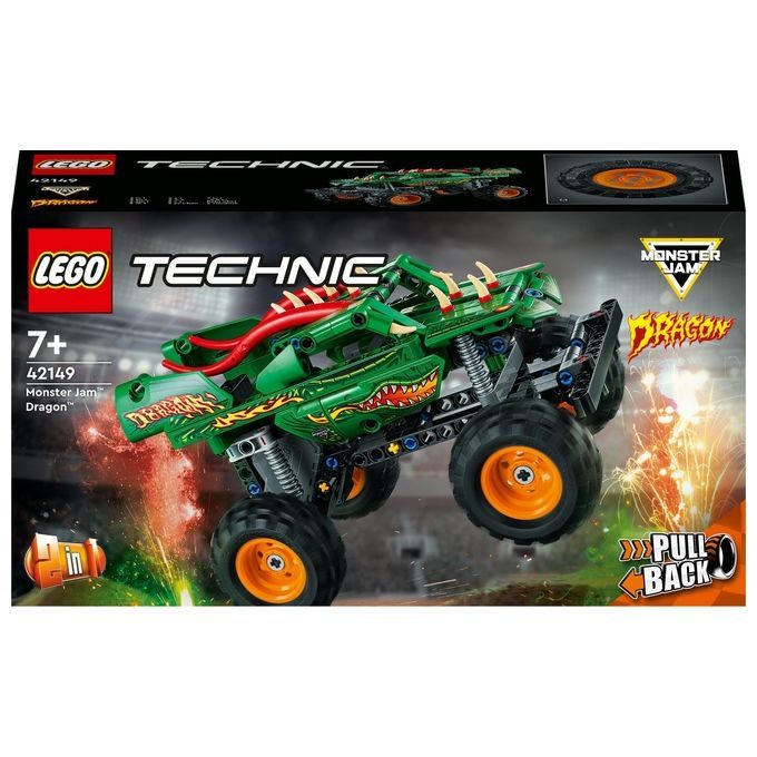 LEGO Technic 42149 Monster Jam Dragon, Set 2 in 1 con Pull-Back, Auto