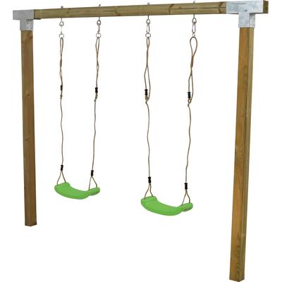 Doppelschaukel PLUS "Cubic", braun, Schaukeln, KinderL:268cm T:9cm, Holz, Stahl, Kunststoff, L:268cm T:9cm