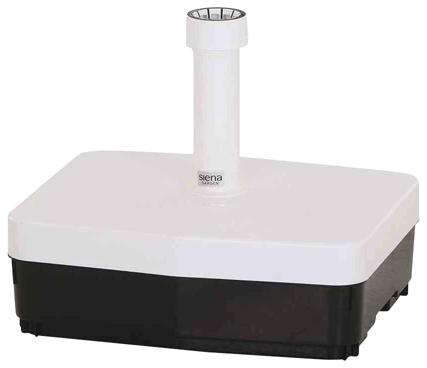 Kunststoffschirmständer SIENA GARDEN, weiß, B:41cm H:16cm T:49cm, Kunststoff, Schirmhalterungen, 45 kg, Kunststoffrohr 19-54 mm, mit Rollen, füllbar mit Sand