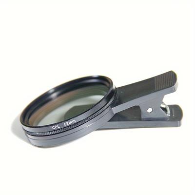 TEMU 52mm Clip-on Cpl Polarizer For Smartphone Cameras - , Reusable Glass Lens For Photography Quality