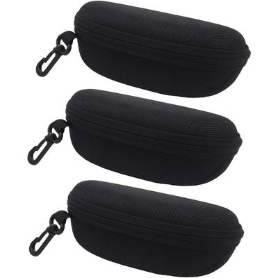 TEMU 3-pack Elegant Polyester Glasses Cases With Zipper And Hook, Black Hardshell Eyeglasses Box For , Fashionable Accessory Storage