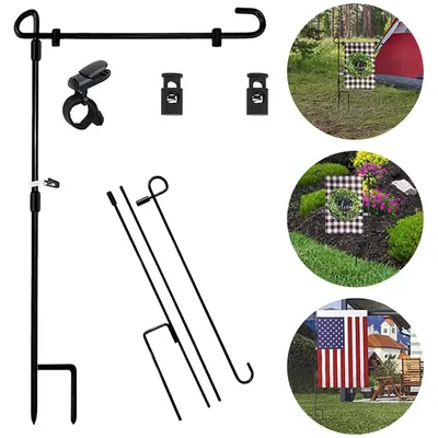 Garden Flag Stand Garden Flag Holder Stand with Clip and Stopper Yard Flag Holder Garden Flag Pole for Outdoor Garden Lawn