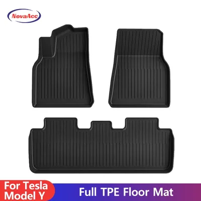 NovaAcc 2024 Floor Mats for Tesla Model Y 2023-2017 Custom Fit All Weather Waterproof TPE Automotive Interior Floor Liner Mat