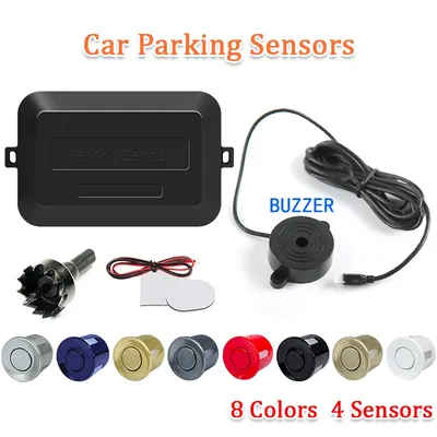 SINOVCLE Car Parking Sensor Kit Buzzer 4 Sensors With Drill Hole Saw 22mm Reverse Radar Sound Alert Indicator System 8 Colors