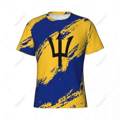 Custom Name Nunber Barbados Flag Color Men Tight Sports T-shirt Women Tees jersey For Soccer