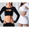 Ultra-thin Sexy Women Long Sleeve Arm Sleeves Gym Workout Crop Top Open Front Workout Cropped Shirts For Fitness Sports Shrug