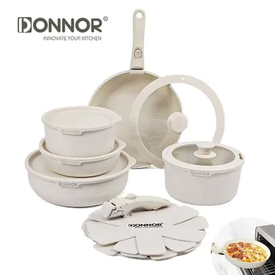 DONNOR Kitchen Pots and Pans Set Safe Nonstick Kitchen Cookware with Removable Handle Cookware Set