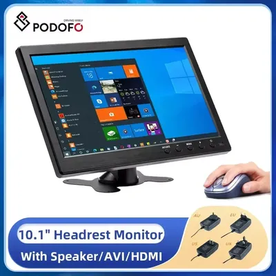 Podofo 10.1" Car Headrest Monitor HD Digital LCD Screen DVD Player Slim Design UV Coating