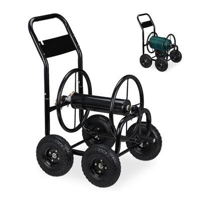 relaxdays Schlauchwagen Metall schwarz silber